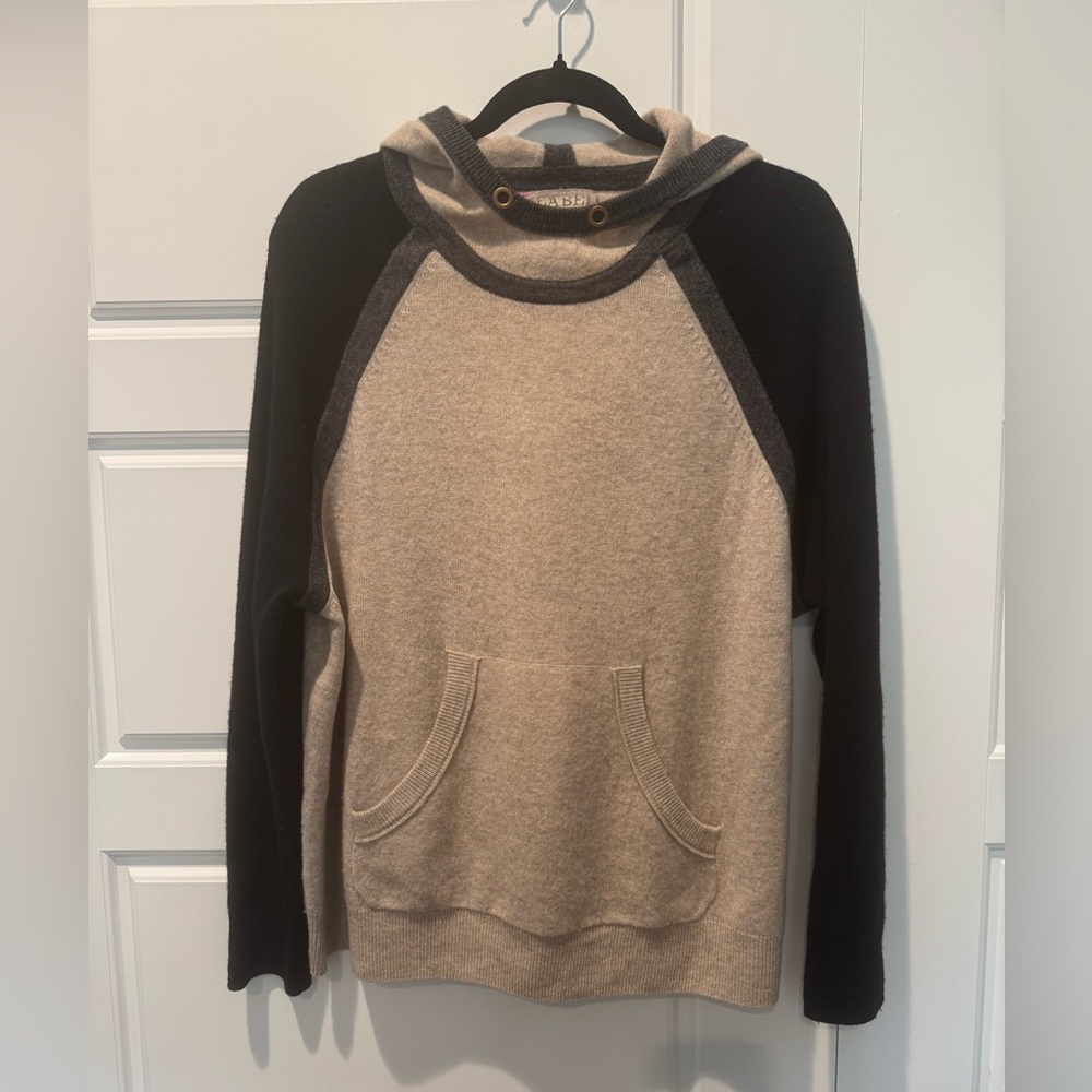 Label + Thread Wool & Cashmere Blend Hooded Sweater Color Blocked Size Large